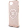 Etui Guess IML Metal Glitter 4G Circle   Triangle MagSafe do iPhone 16E / 17E różowy